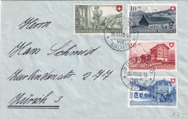 Pro Patria Satz-Brief 1948 von/nach Zürich