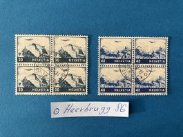 Viererblock Flugpost Nr. F43 + F44 gestempelt Heerbrugg SG