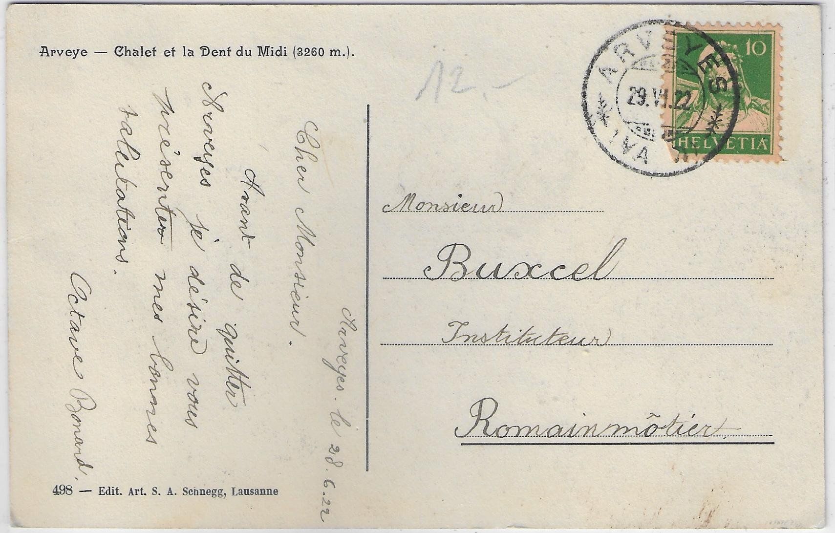 Cartoline postali: Arveye - Chalet et la Dent du Midi – Usato da Ettingen venduto da Kartenplanet 1