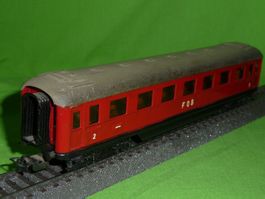 antik 1951 Märklin 346/1 D-Zug-Schürzenwagen  (! rot  "FOB")