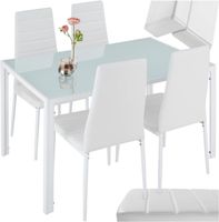 Essgruppe Set Tisch 4 Stühle Kunstleder Sicherheitsglas ARES