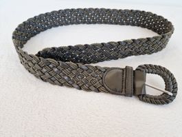 Damen Flecht Gürtel 80-90 Olive Kunstleder