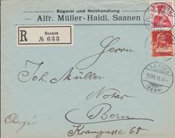 Einschreibe Brief 1915 mit Seltener Tellbrust Nr.126 I