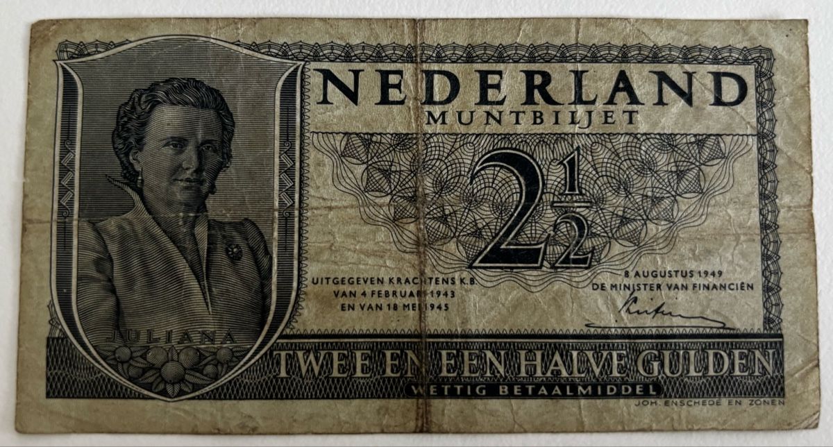 Banconote: Holland 2.5 Gulden 1945 – Usato da Algetshausen venduto da Carrhard
