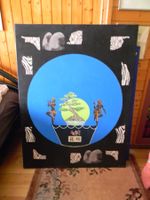 peinture-collages "clair de lune" AV2009