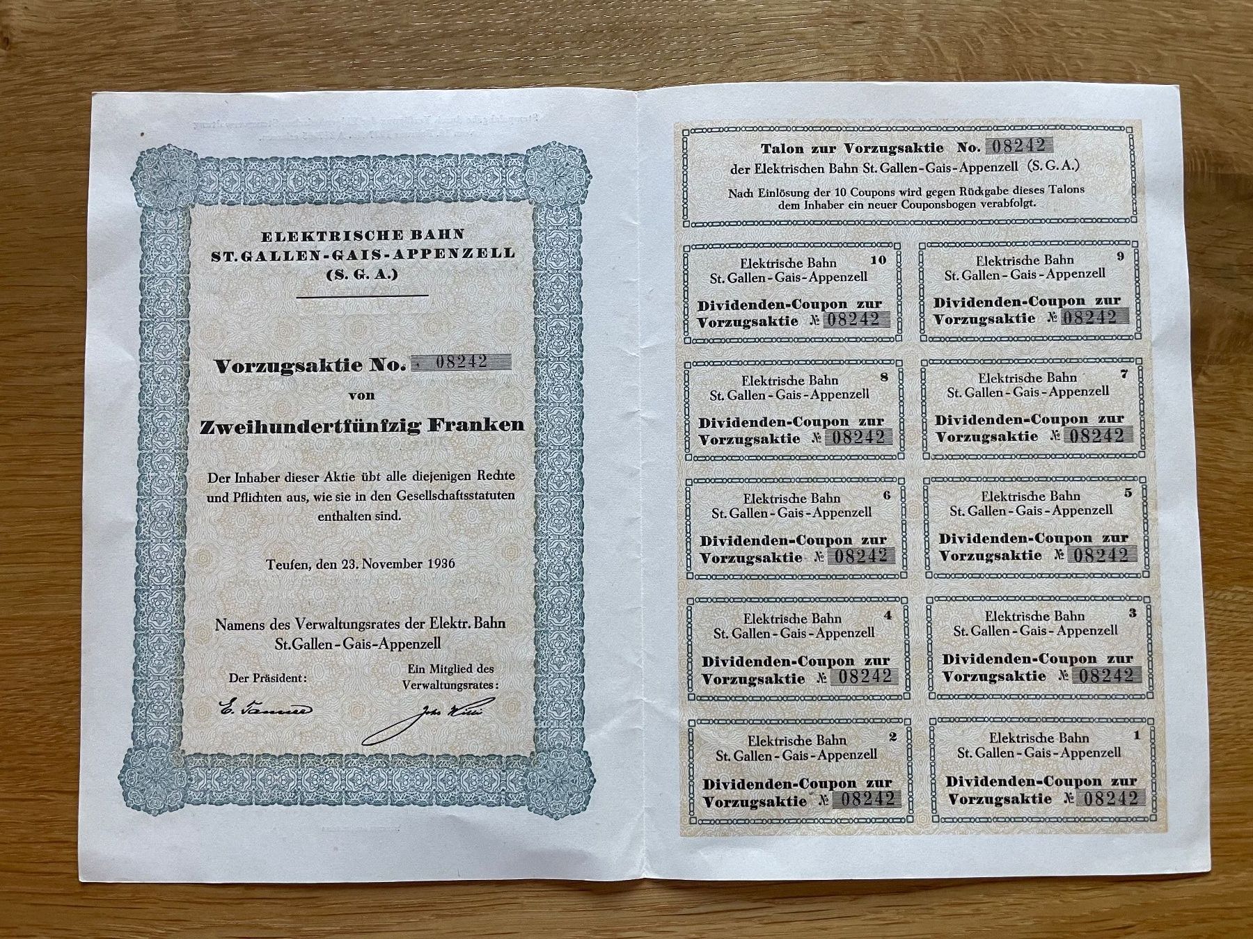 Documenti: Vorzugsaktien von 1936 – Usato da Stadel venduto da Stino3 1