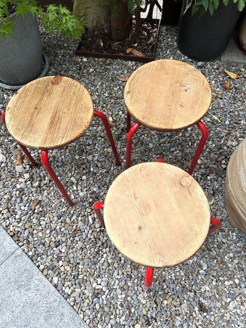 Tabourets: +  HoLz / MeTaLLhoCKeR  + – D'occasion à Winkel par zeho 1