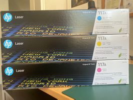 HP 117A Tonerkartuschen Original cyan, yellow und magenta