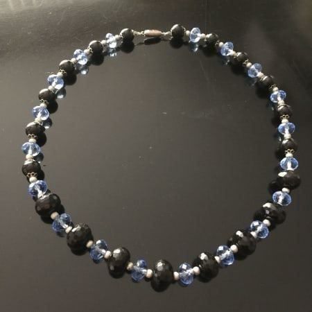 Onyx Catenine: Onyx Stein & blaue Glasperlen - neu! – Nuovo (secondo la descrizione) da Basel venduto da Chili007 3