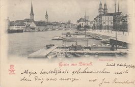 Zürich  ZH  -   Sonnenquai / Boots-Anlegestelle  um  1 8 9 9