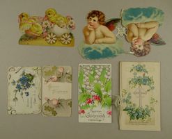 LOT 2 OBLATEN & 4 GLÜCKWUNSCHKARTEN UM 1900
