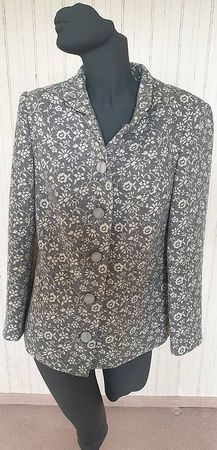 Schicker Damenblazer Blumenmuster Gr. 42 grau/weiss top Z...