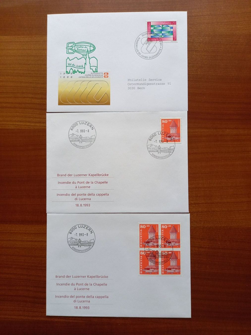 Tutti i francobolli: 3 enveloppes commémoratives dès CHF 1.00 – Usato da Courtételle venduto da Chris28