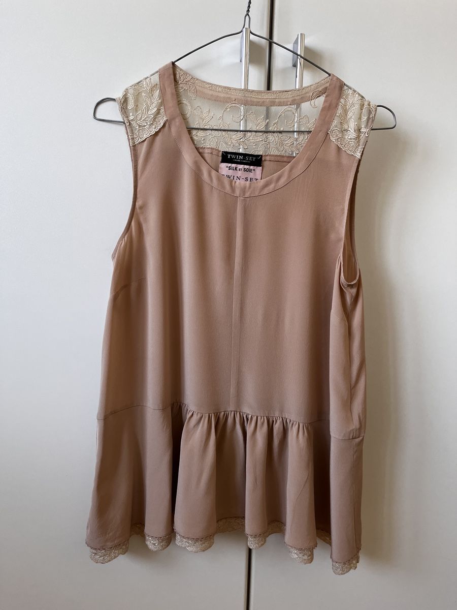 Twinset Top: Twin-Set Top Grösse S, Seide/Viskose mit Spitze – Usato da Zürich venduto da Kleanthy