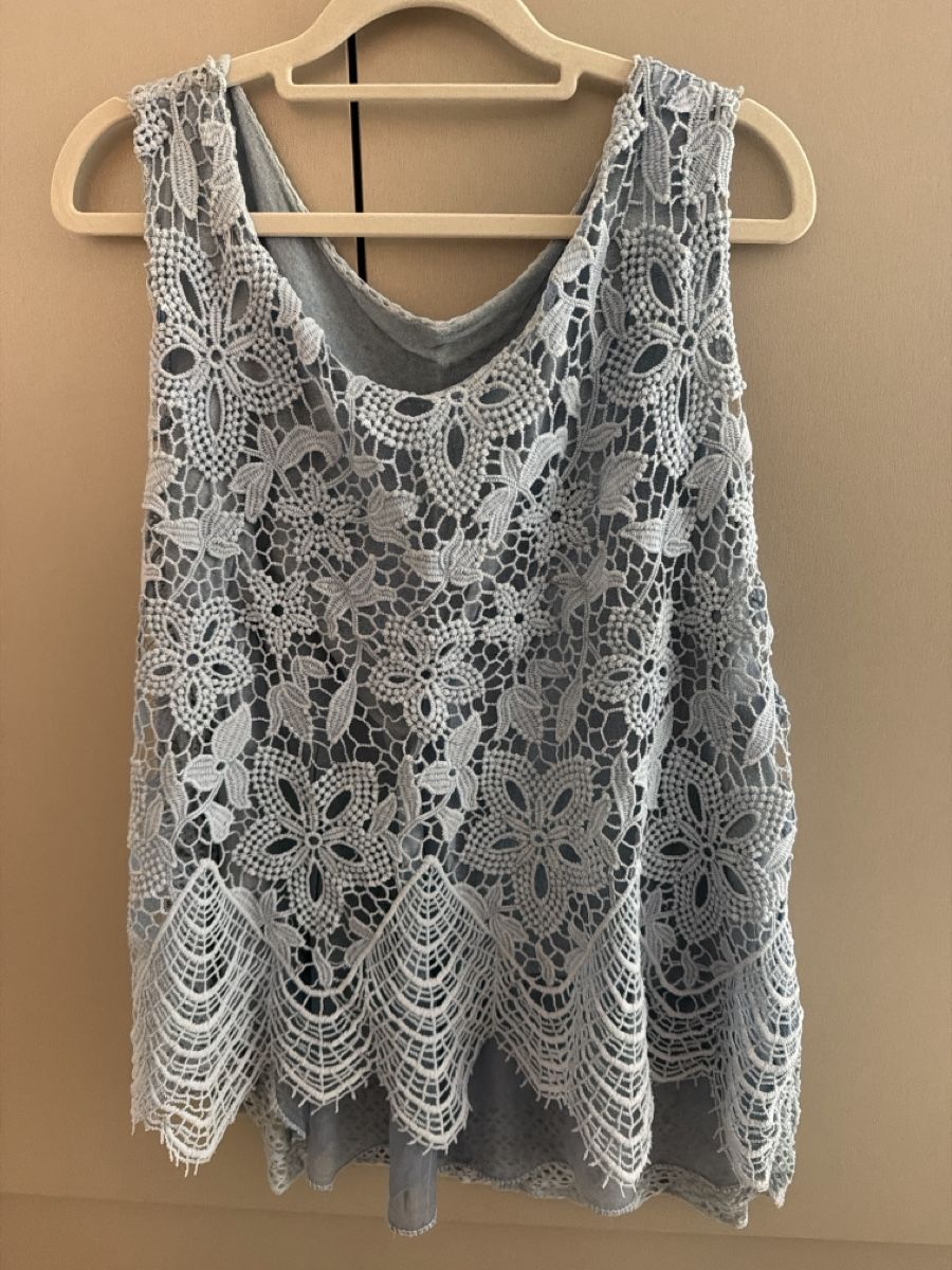 Camicette: Light Blue Summer Tank Top with Lace - Size Medium – Nuovo (secondo la descrizione) da Paradiso venduto da Ixaya.studio
