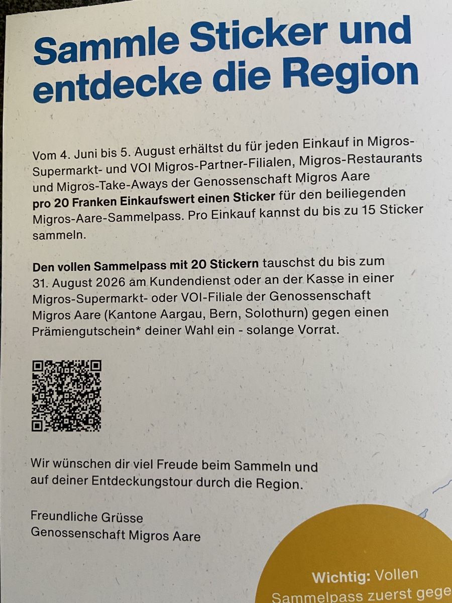 Migros Raccolte di bollini & punti: Migros Aare Sammelpass, 1 volle Karte – Nuovo (secondo la descrizione) da Schwarzenburg venduto da Aha016 1