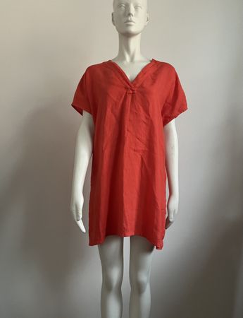 Leinen Tunika Kleid, Orange, Gr. M - Top!