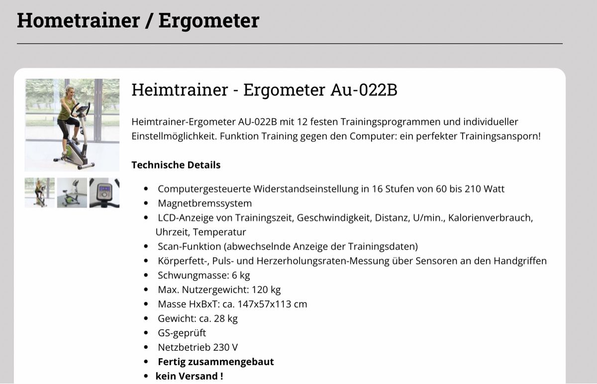 Hometrainer: Heimtrainer - Ergometer Au-022B – Usato da Sirnach venduto da Famisa 3