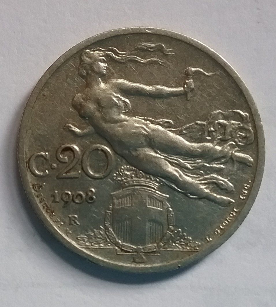 Tutti le monete: Moneta c. 20 regno d'Italia 1908 – Usato da Minusio venduto da epp_cty9