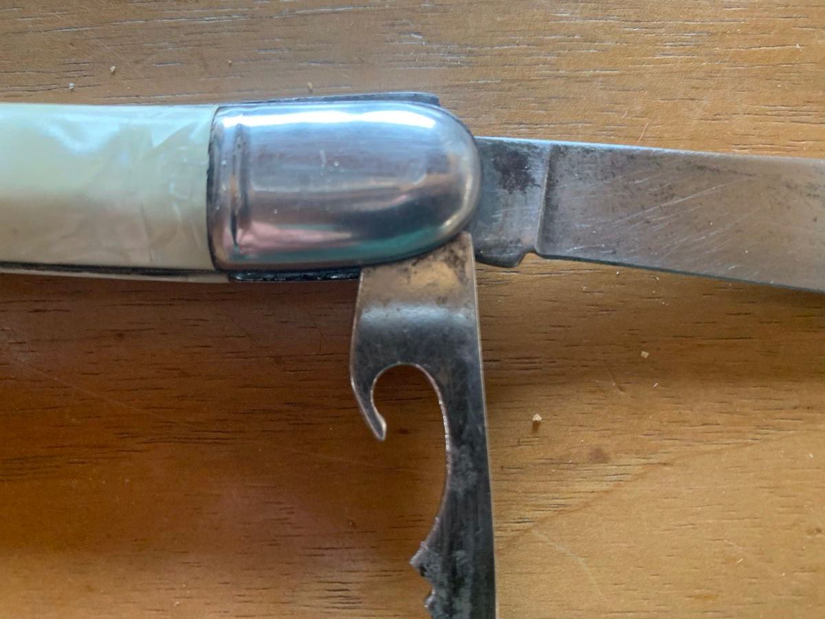 Posate: FishKnife, Fischmesser mit Perlmutt, 2 Klingen – Usato da Dussnang venduto da pml253 5