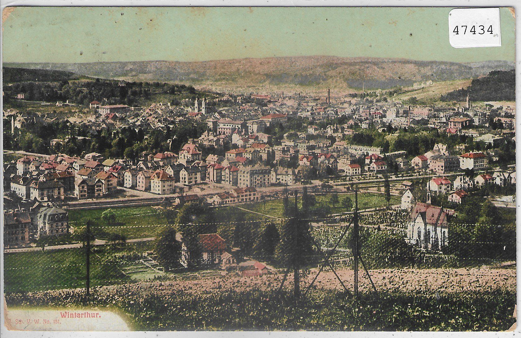 Cartoline postali: Winterthur - Generalansicht - Litho – Usato da Ettingen venduto da Kartenplanet