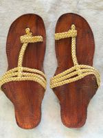 Indische Damen Sandalen Leder geflochte Gold Verzierungen