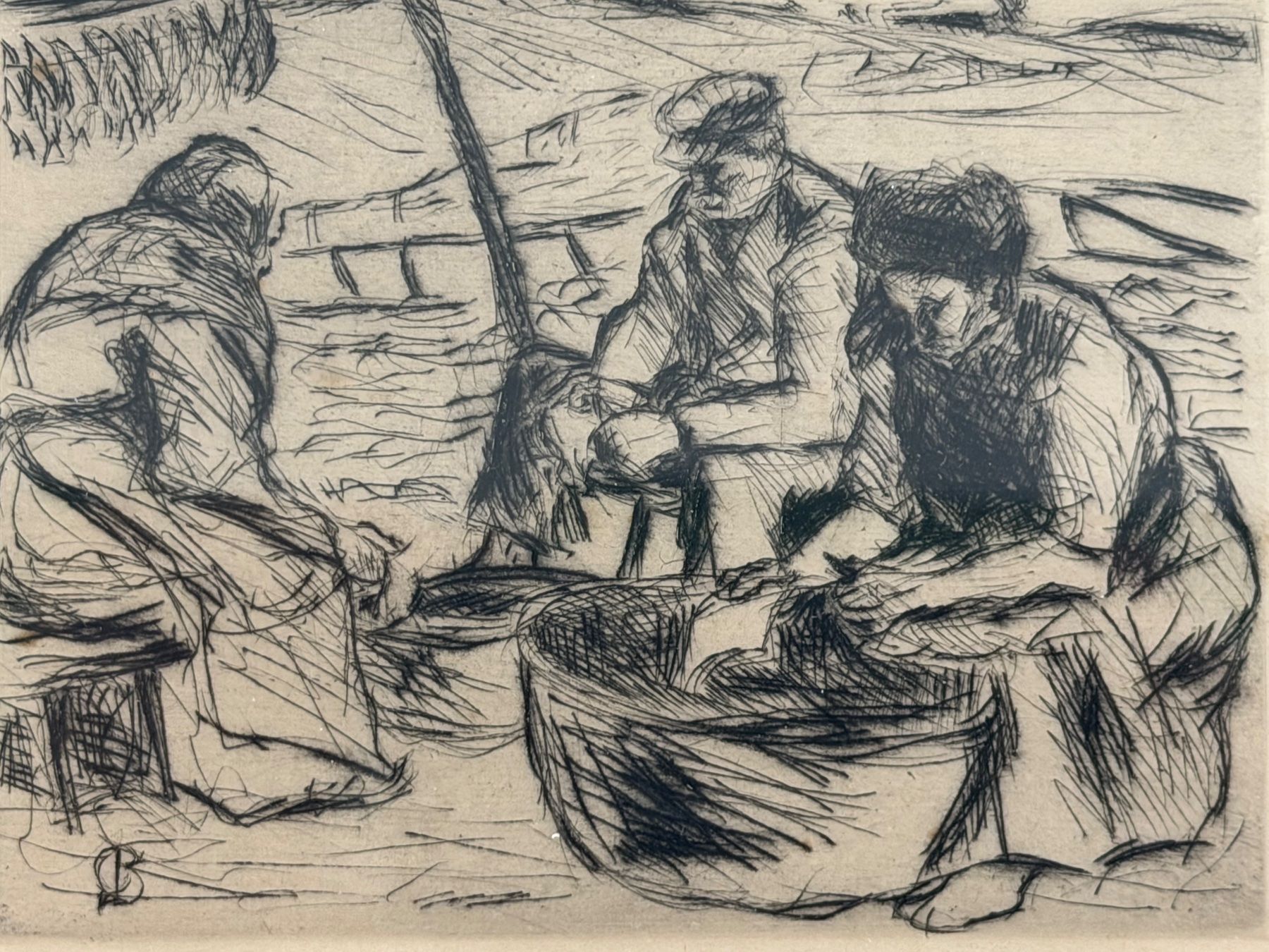 Gemälde: Otto Beyer - Netz Flicken – Gebraucht aus Basel von PAUL_ART