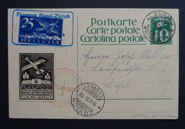 Flugspende-Vignette Nr. 12 auf Postkarte-Ganzsache