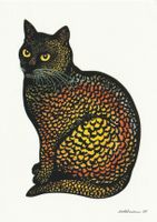 Kunstkarte Postkarte Katze Hans Rüttimann