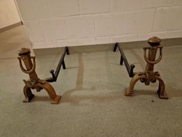 Chmineèböcke gross aus Messing-Eisen