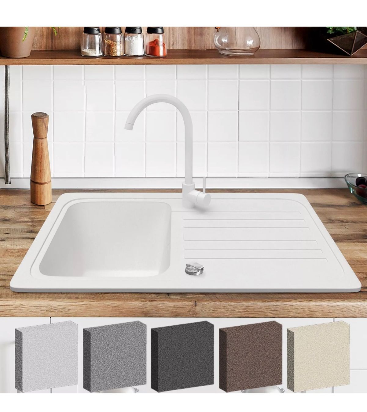 Lavabi & lavandini: + Granitspüle + Siphon Einbauspülle Komplet set – Nuovo e nell'imballaggio originale da Amriswil venduto da JaJa-Express 1