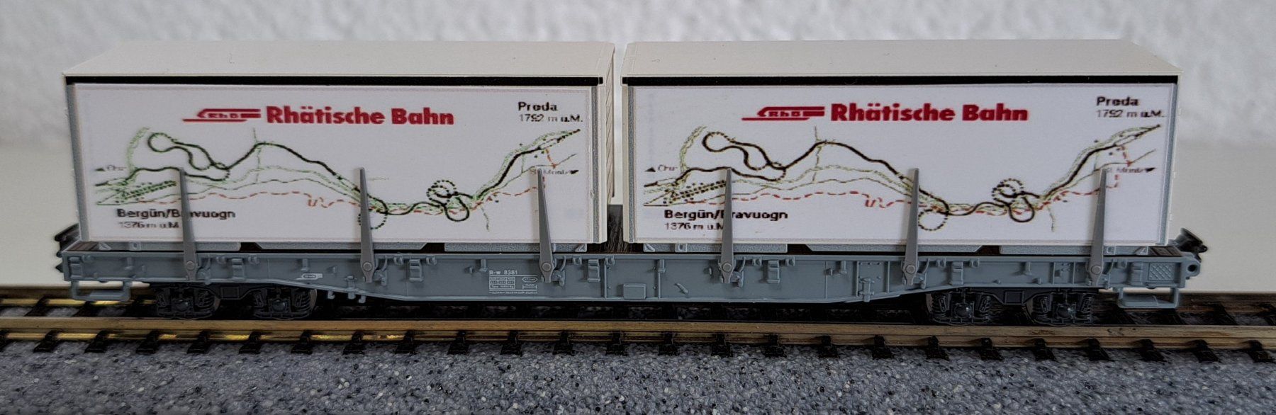 Kato Modellini di ferrovie: RhB Container Wagen Albula Grüsch Preda Spur N Kato – Nuovo (secondo la descrizione) da Salez venduto da rhb-spur-n