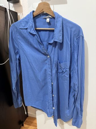 Chemise H&M bleu clair en lin et viscose taille S