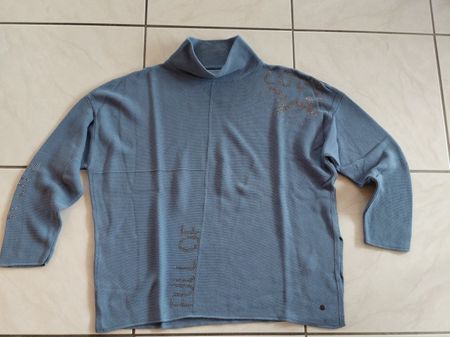 Damen Monari Pullover blau mit Strasssteinen Grösse 46