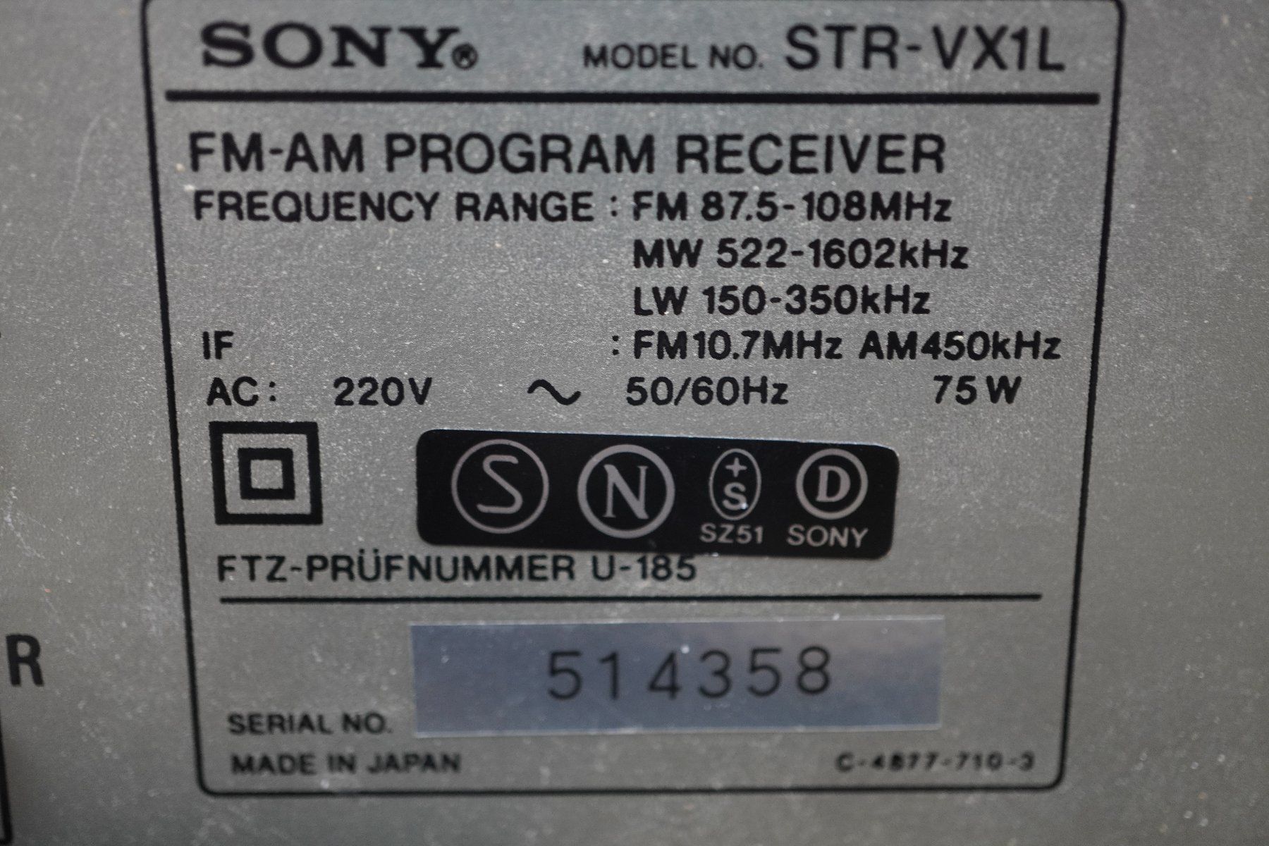 Sony Ricevitori: Sony FM-AM Program Receiver R STR-VX1 (S249) – Usato da Basel venduto da B.W.B. 7