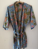Batik Kimono Jacket Blue Floral Print Unisize As new