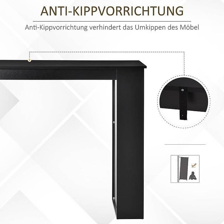 Tavoli: Bartisch Schreibtisch Küchentisch mit 3 Ablagen Schwarz – Nuovo e nell'imballaggio originale da Flawil venduto da vivalacasa 6