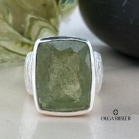 Statement-Ring mit Moos-Aquamarin Ringgrösse 59