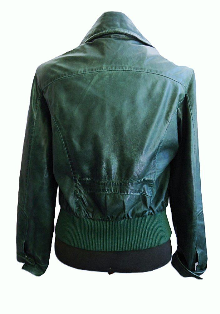 Giacche: Gr. 40 / 42 JAGGER & EVANS weiche ECHT Lederjacke dunkelgrün – Usato da Basel venduto da FRAU.ZAUBER.MOND 2