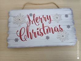Weihnachtsschild Merry Christmas mit LED 40x22 cm Holz