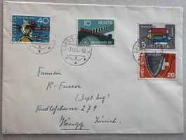 1957 Werbemarken-Satzbrief Davos Platz nach Höngg am 7.3.57