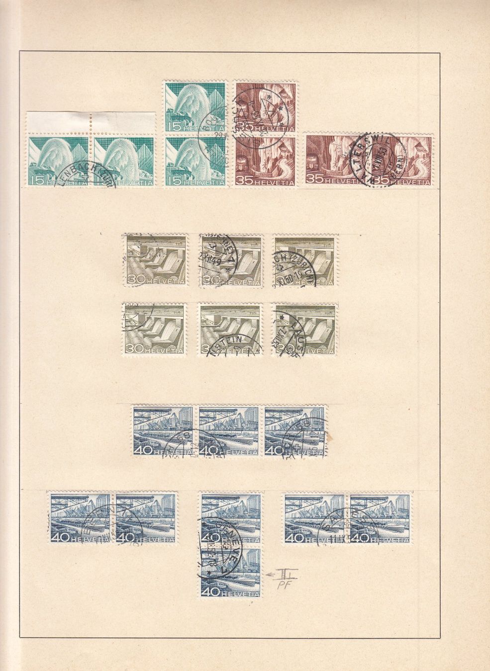 Alle Briefmarken: Technik und Landschaft 1949 Plattenfehler / Abarten – Gebraucht aus Bürglen TG von StampGraf 3