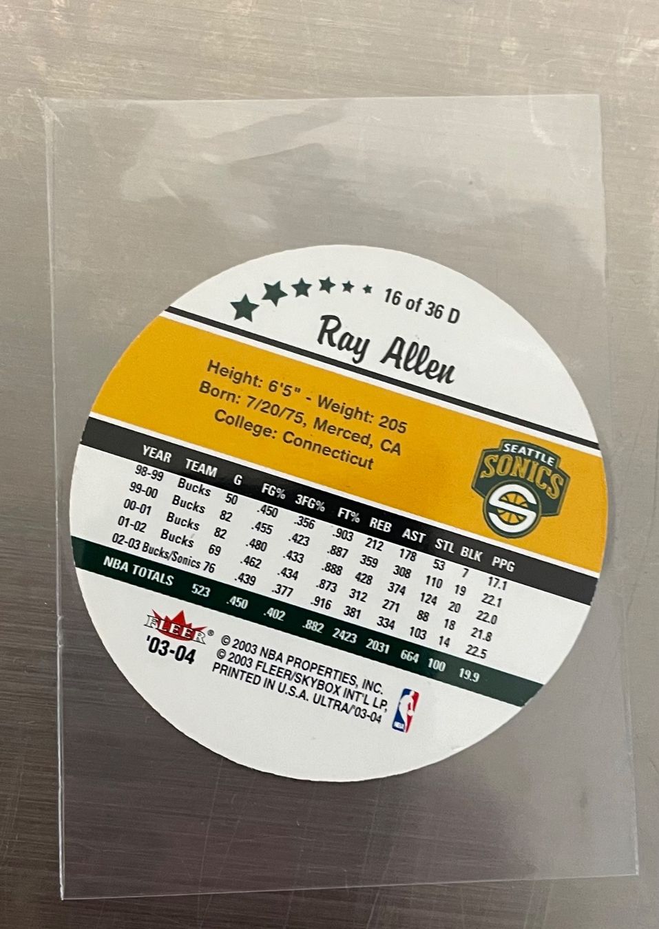 Nba Carte collezionabili: NBA Ray Allen Roundball Card – Nuovo (secondo la descrizione) da Muttenz venduto da joba23 1