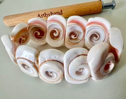2er Set Muschelarmbänder Unikate – Shiva Auge & Natursteine