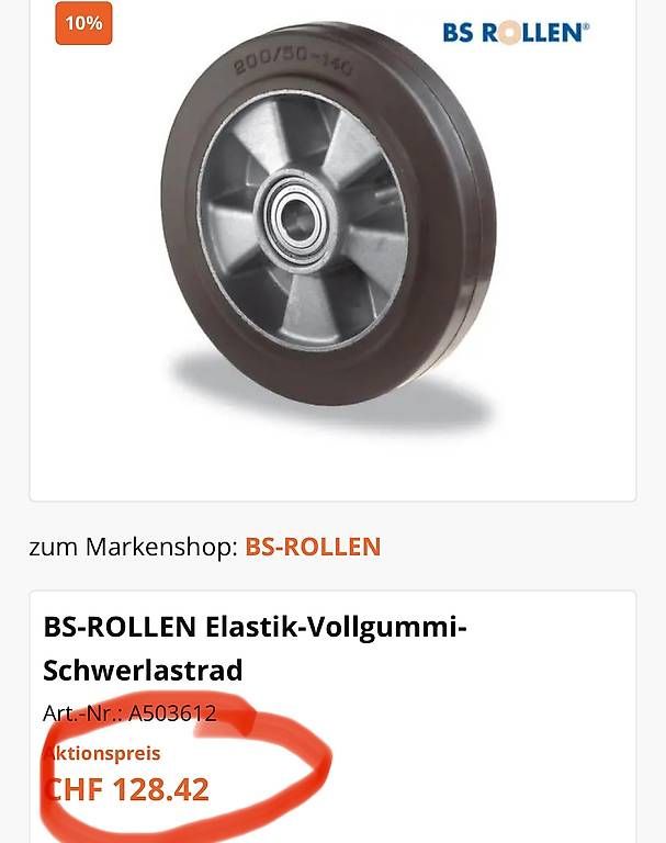 Altro per stoccaggio & trasporto: 4Stk neue BS-ROLLEN Elastik-Vollgummi-Schwerlastrad – Nuovo (secondo la descrizione) da Necker venduto da liq24