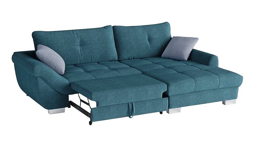 Divani: Ecksofa mit Bettfunktion, Stoff petrol, Recamière rechts – Usato da Herrenschwanden venduto da Mar_Wy 2