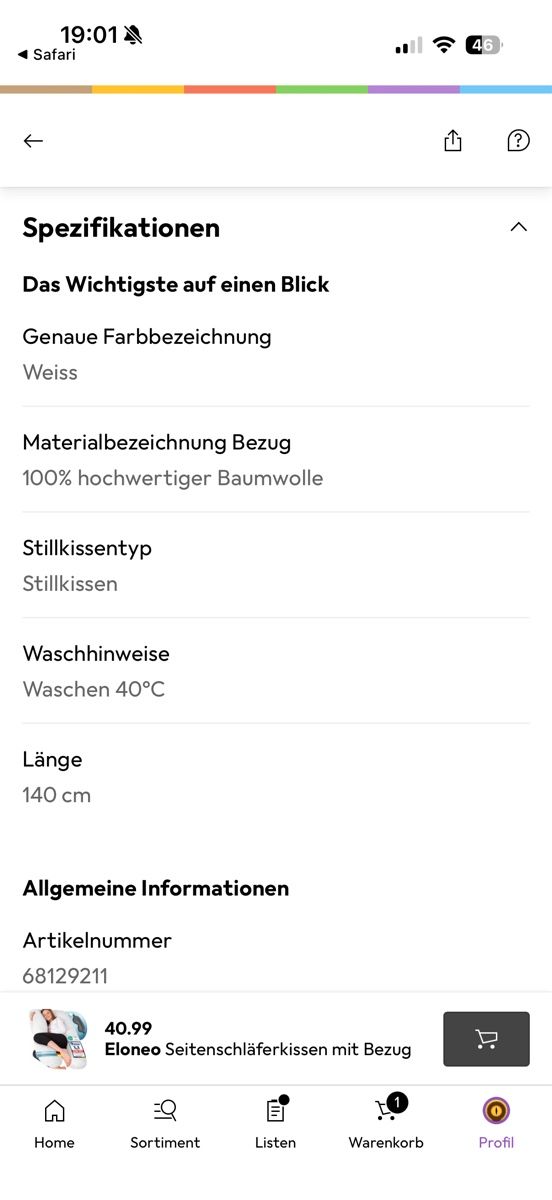 Coussins: Seitenschläferkissen / Stillkissen – Neuf (Voir description) à Zürich par nosmokim 2