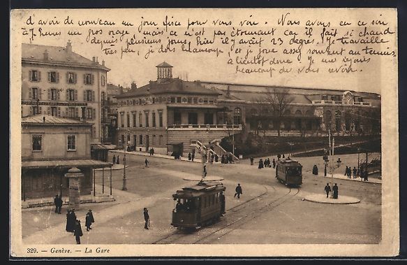 Ansichtskarten: AK Genève, La gare, 1906 – Gebraucht aus Berlin von bartko-reher