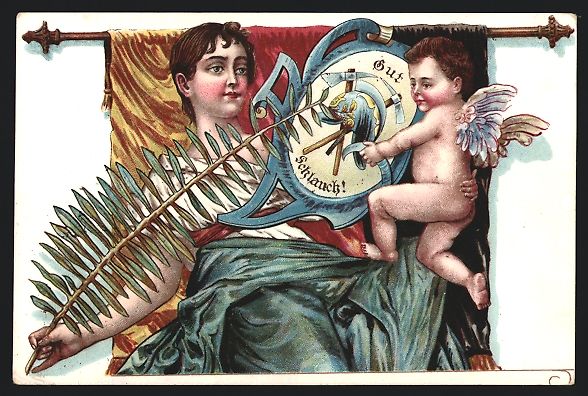 Pompieri: Allegorische Frauenfigur und Engelchen,  – Usato da Berlin venduto da bartko-reher