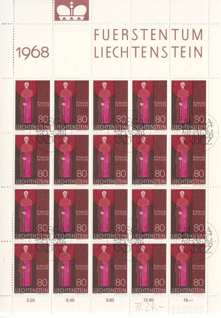 Tutti i francobolli: LBK 422 - 430 Bogen mit ET – Usato da Bürglen TG venduto da StampGraf 7